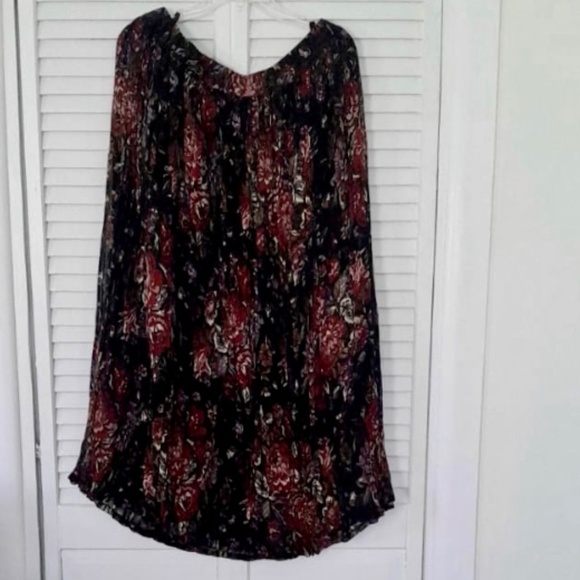 VINTAGE 1990’s COTTAGE CORE Pleated SKIRT Boho PLUM FLORAL ADRIAN JORDAN - Picture 3 of 6